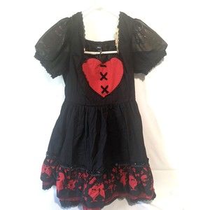 Hot topic Disney Alice In Wonderland Queen Of Hearts Dress 3X Black Red